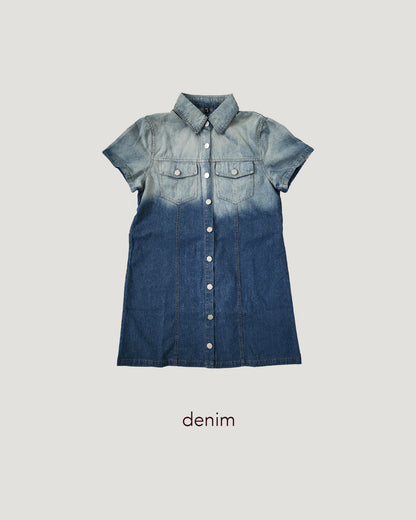 gradation denim shirt mini dress