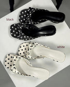 dot ribbon design heel mule