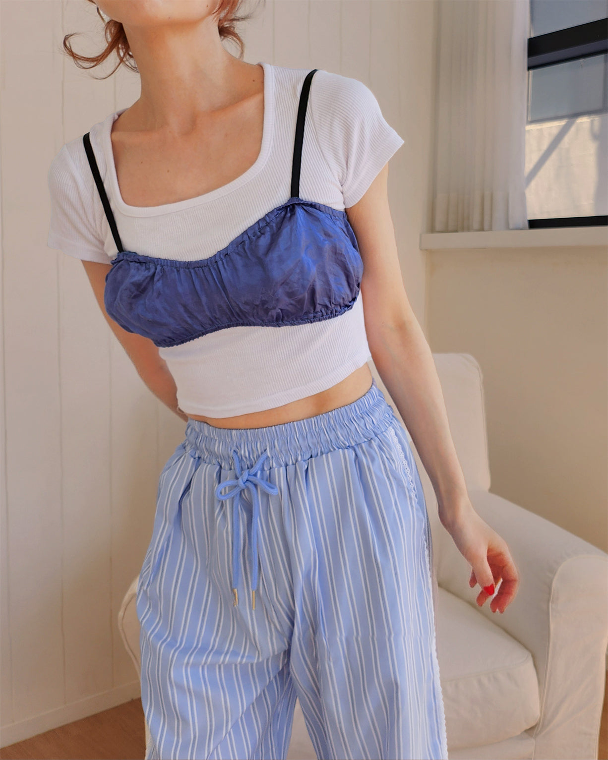 satin shirring short bustier