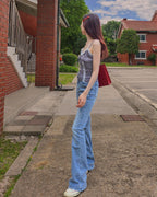 gingham check lace point camisole
