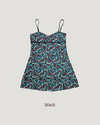 retro flower piping mini dress