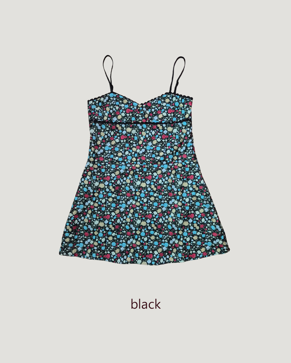 retro flower piping mini dress