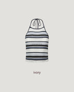 multi stripe halter neck knit like top