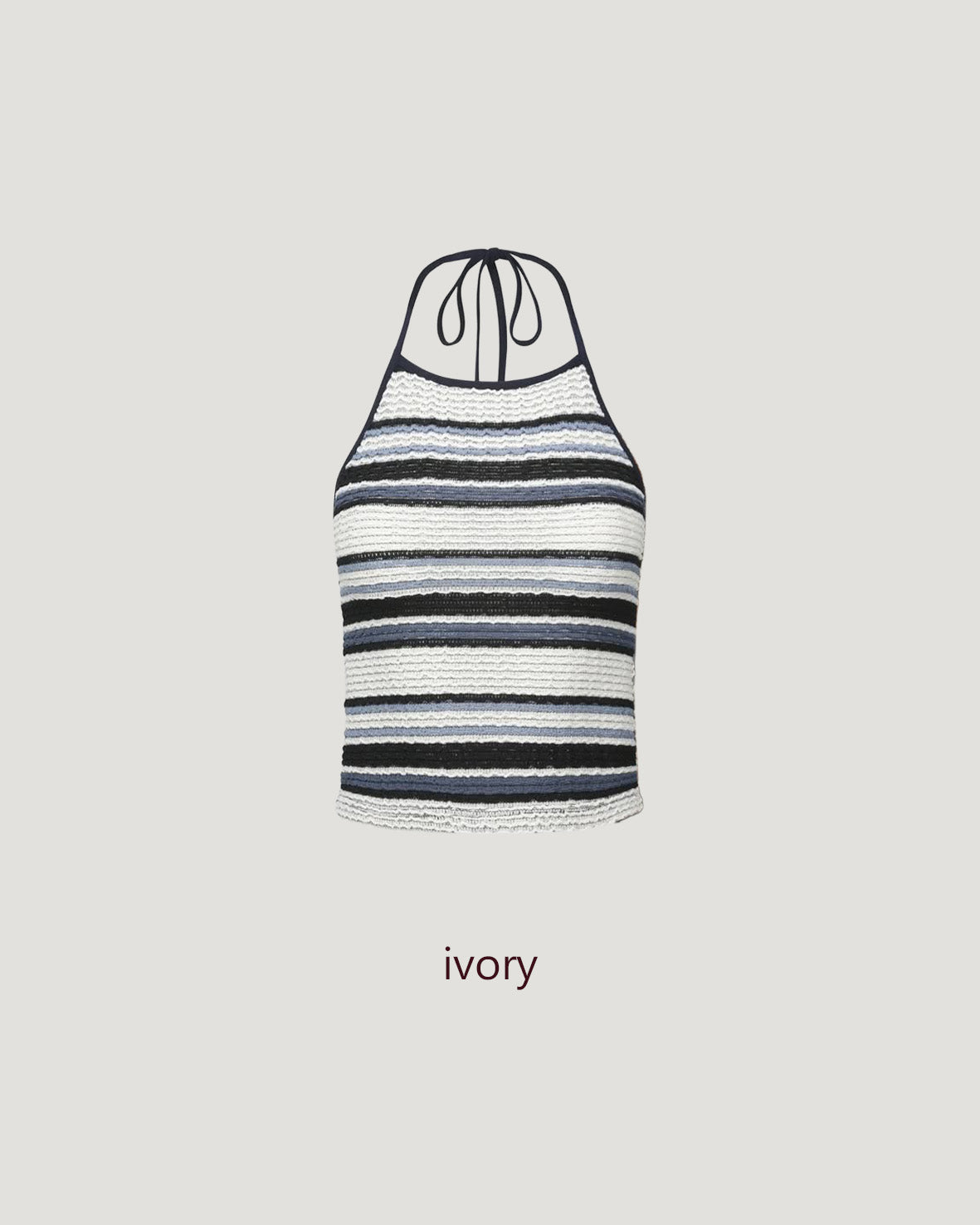 multi stripe halter neck knit like top