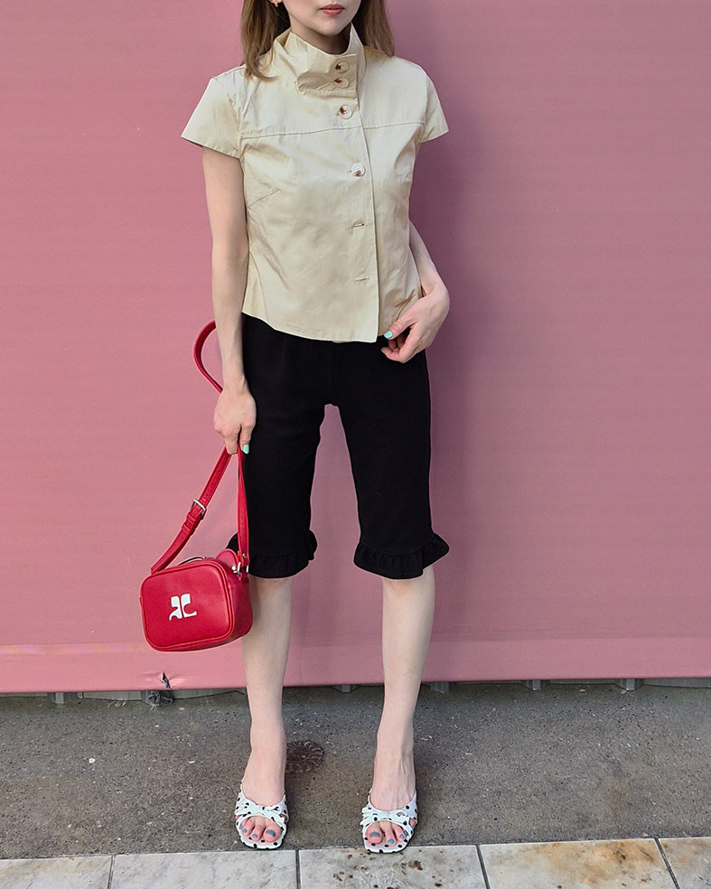 stand collar button point shirt