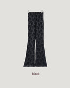 rose pattern boot cut pants