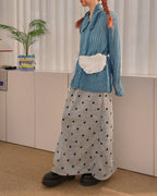 star pattern knit long skirt