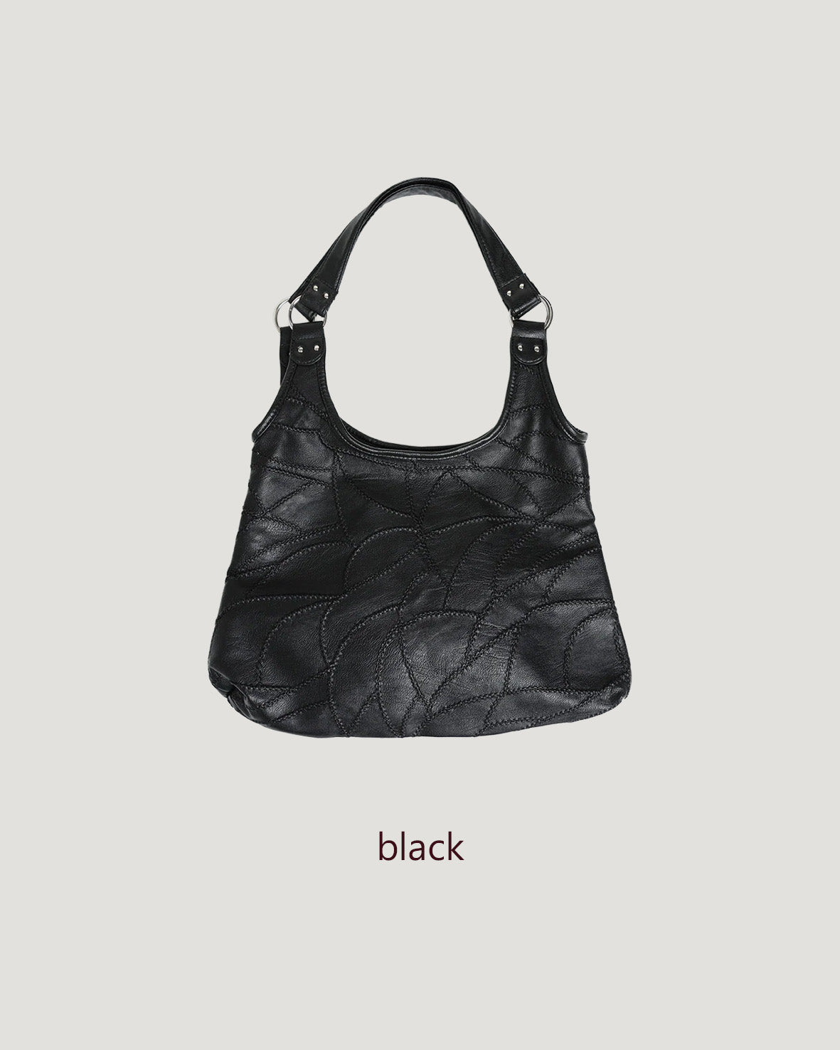 stitch pattern faux leather shoulder bag