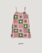 crochet knit flower mini dress