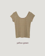 color stripe U neck T