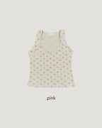 flower waffle sleeve less top