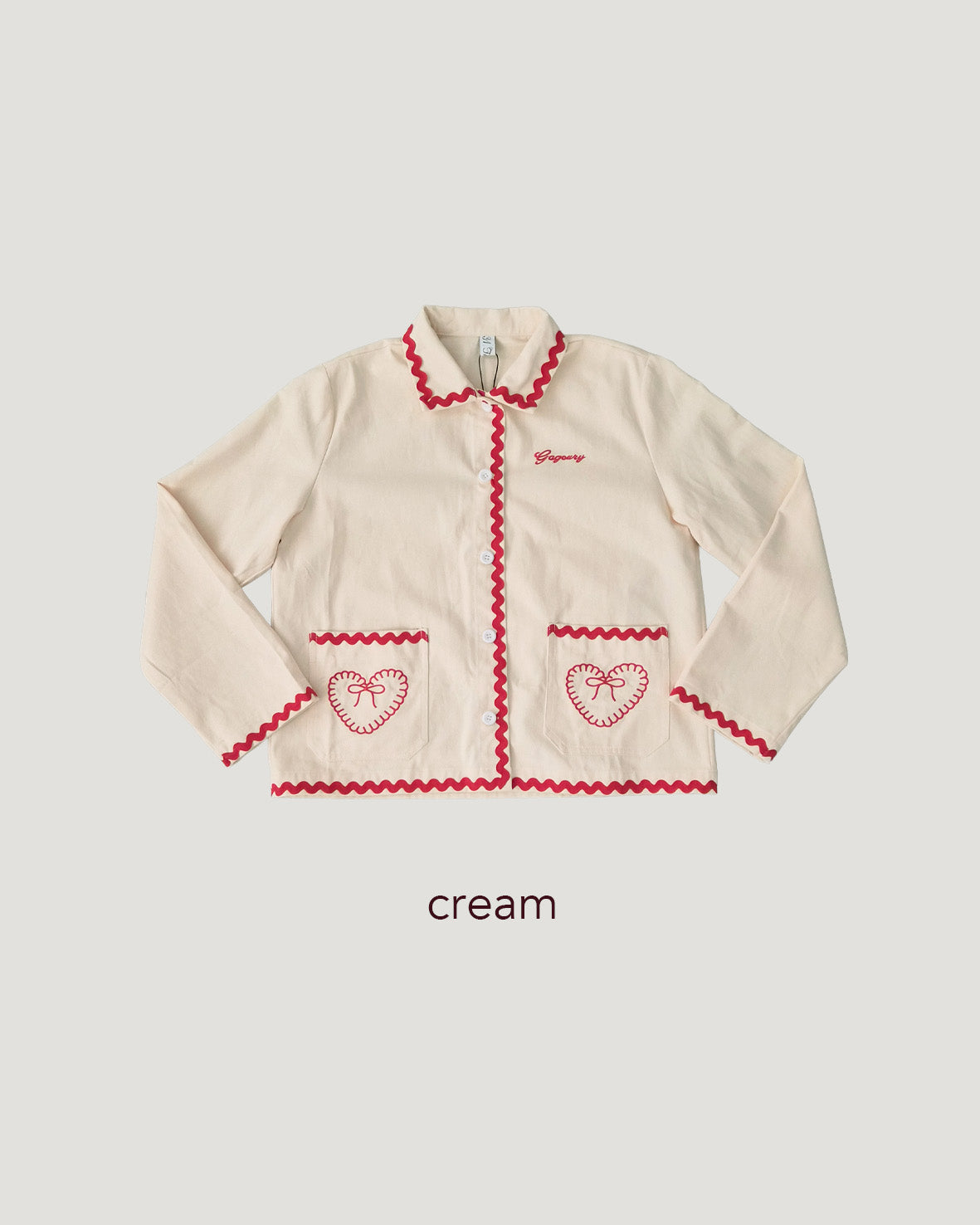 red ribbon embroidery cotton jacket