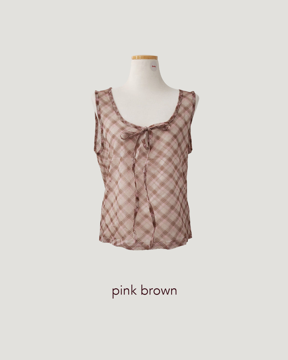 sheer check sleeve less top