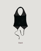 lace sheer halter neck bustier