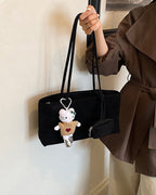 faux suede square shoulder bag