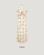 flower frill long dress