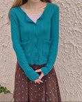 pocket point round neck cardigan