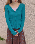 pocket point round neck cardigan