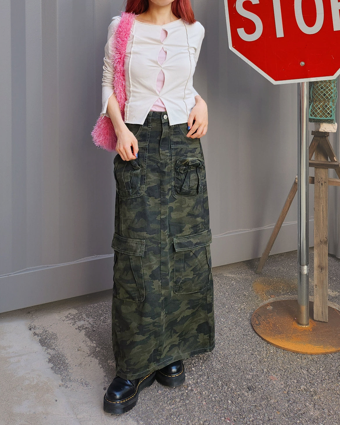 camouflage cargo skirt