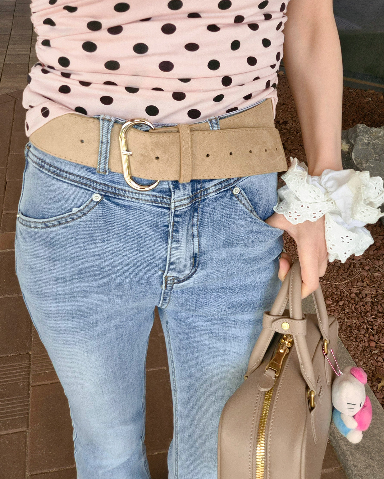 faux suede wide belt