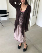 frill lace flare cardigan