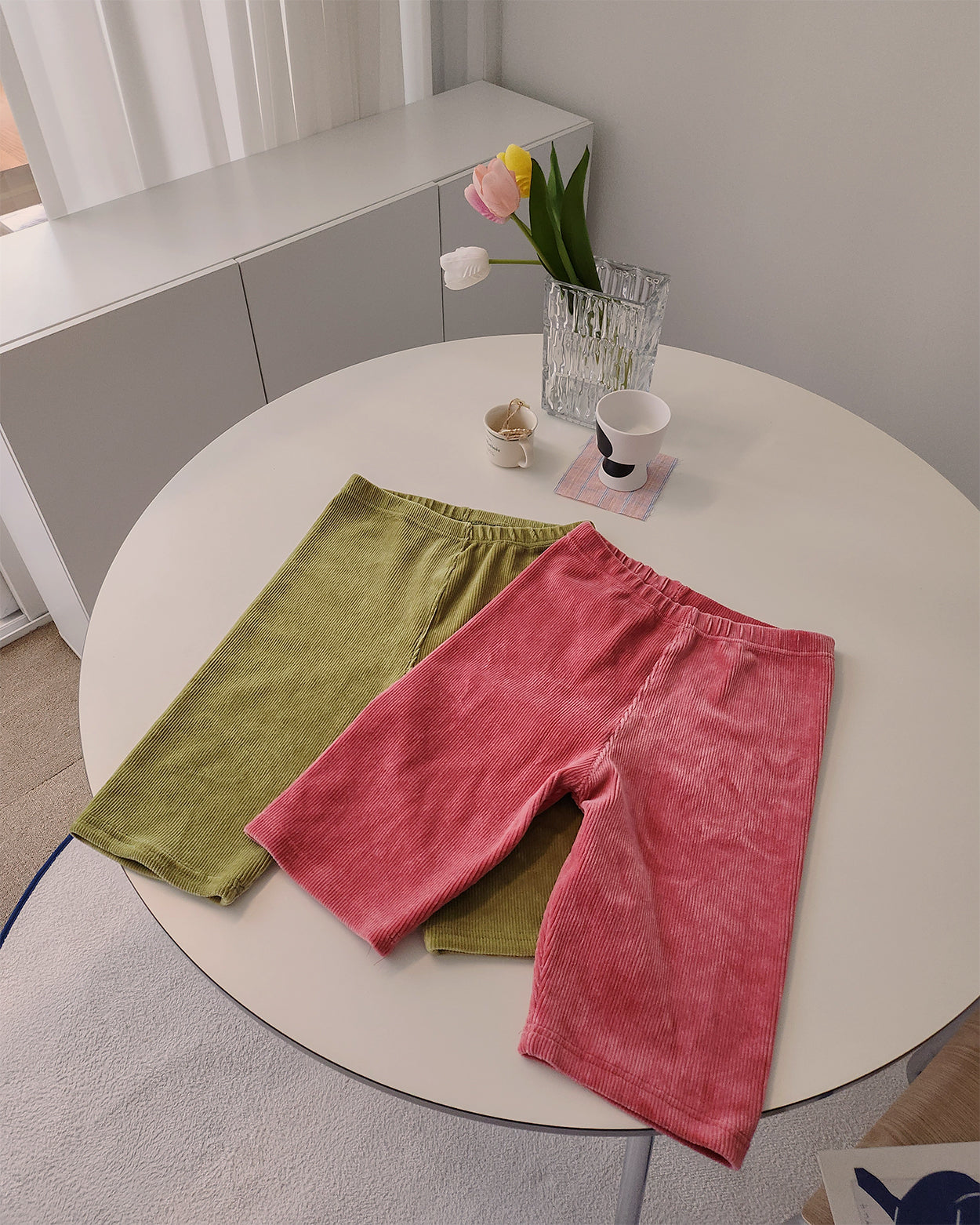 velvet half rib leggings