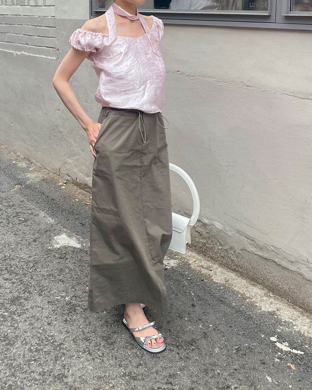 H line waist string skirt