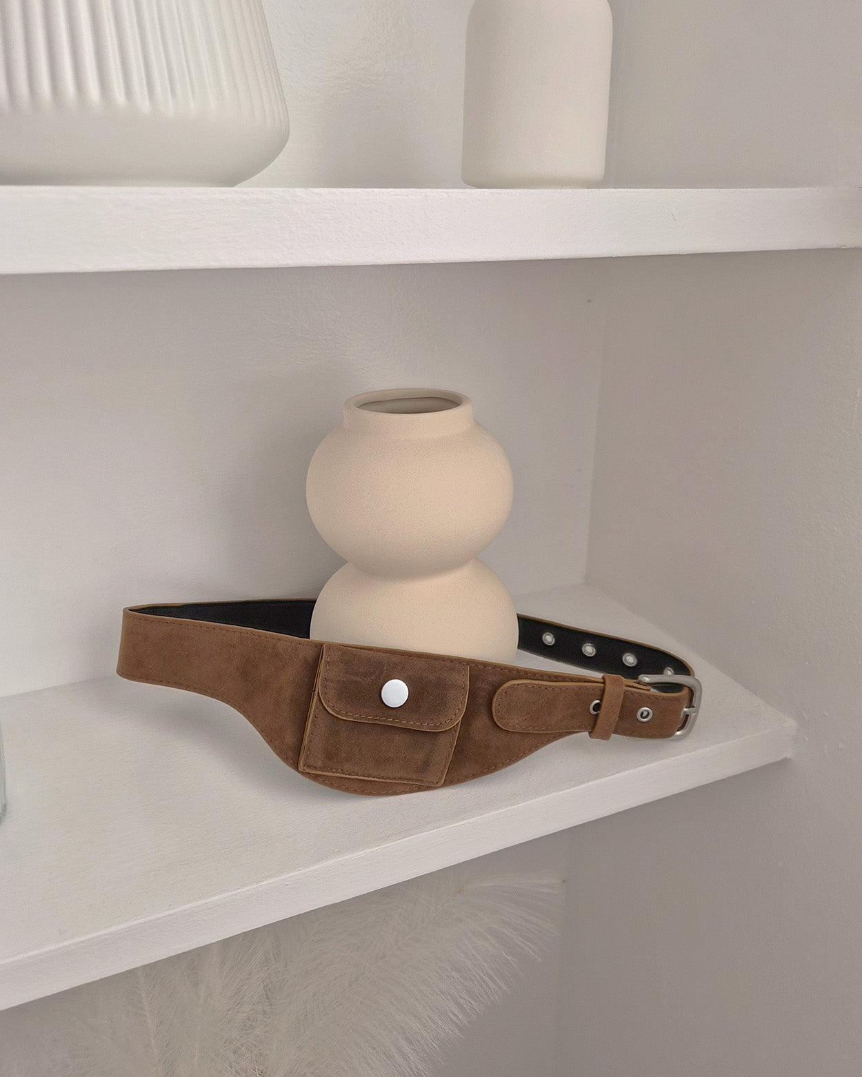 faux suede pocket belt