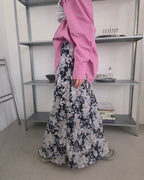 blurred rose long skirt