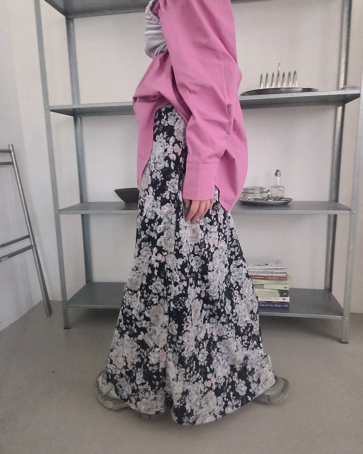 blurred rose long skirt