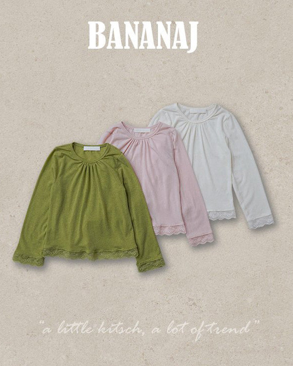 【BANANAJ】lace shirring tee
