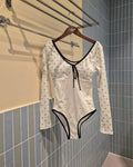 dot long sleeve swimwear