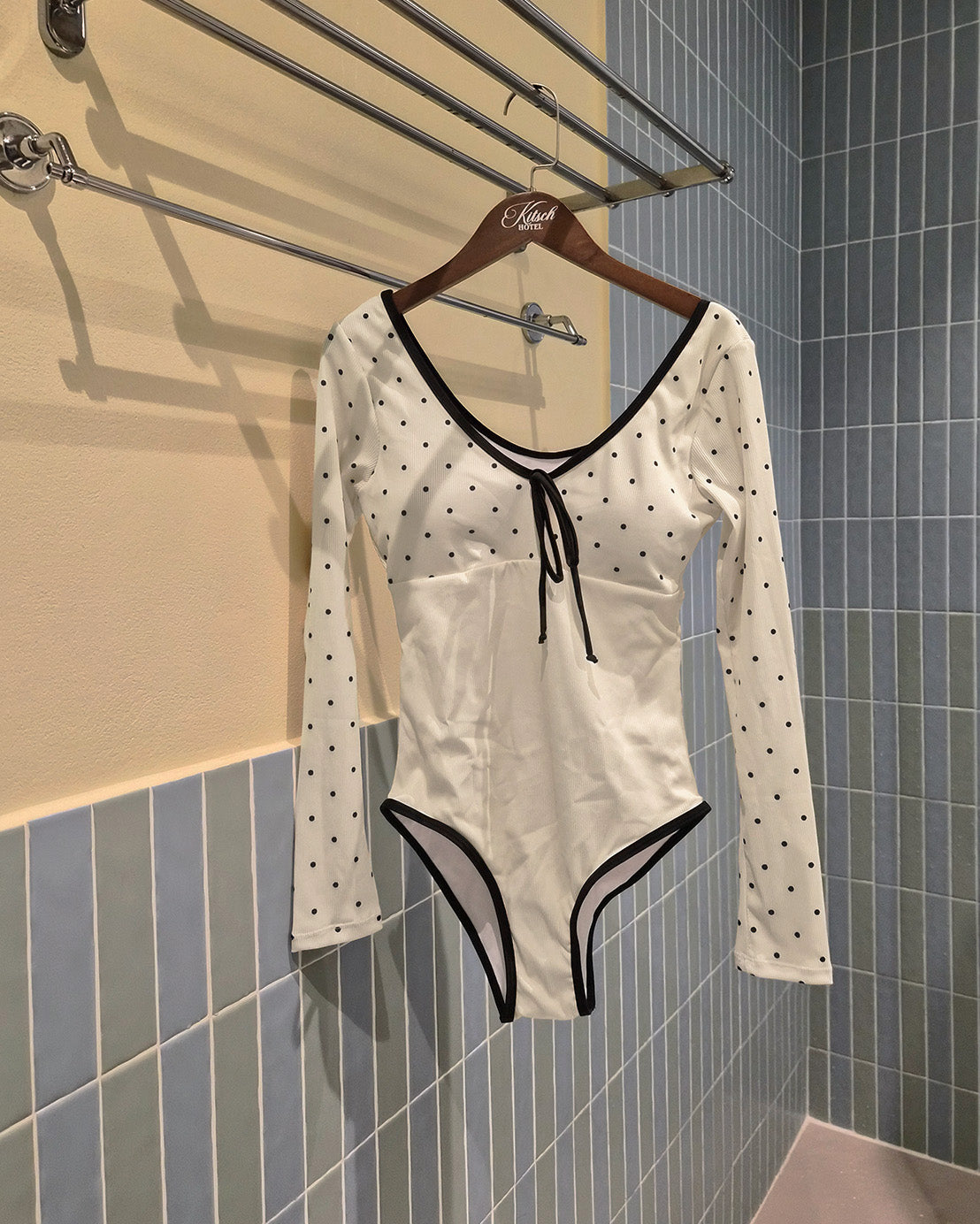 dot long sleeve swimwear