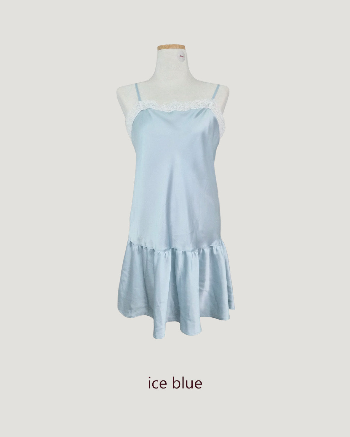 lace satin flare mini dress