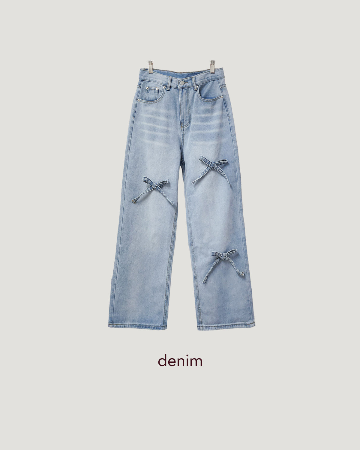 ribbon denim pants