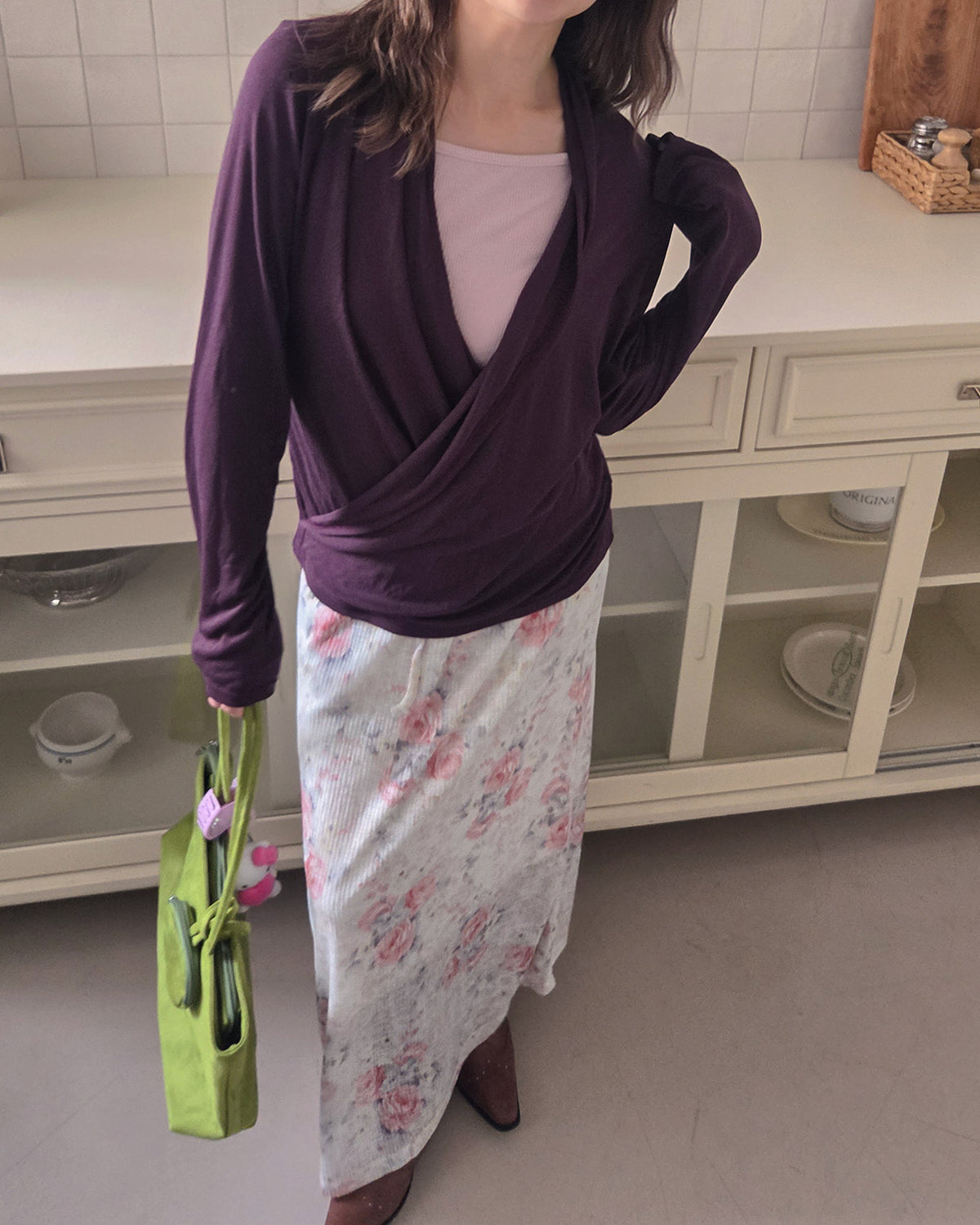 blurred rose long skirt