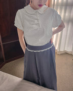 lace point pleated midi skirt