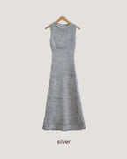 glossy shaggy knit mermaid long dress