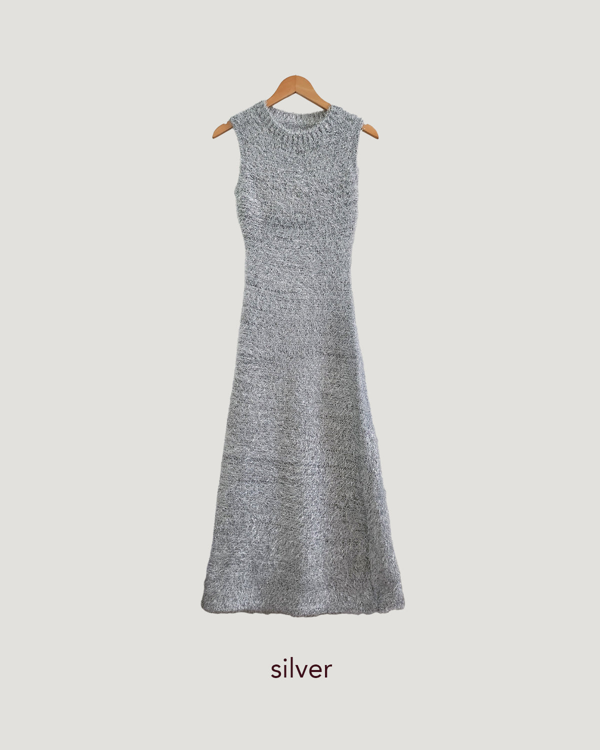 glossy shaggy knit mermaid long dress