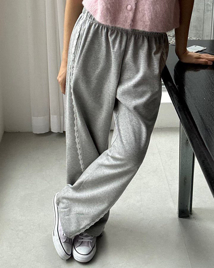 lace line sweat jogger pants