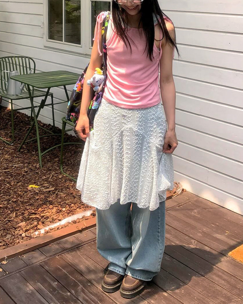 lace spangle flare skirt