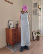 glossy shaggy knit mermaid long dress