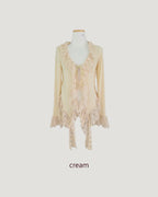frill lace flare cardigan