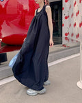 halter neck back open long dress