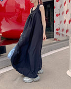 halter neck back open long dress