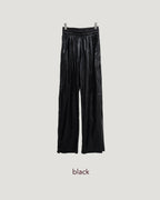 wrinkle faux leather wide pants
