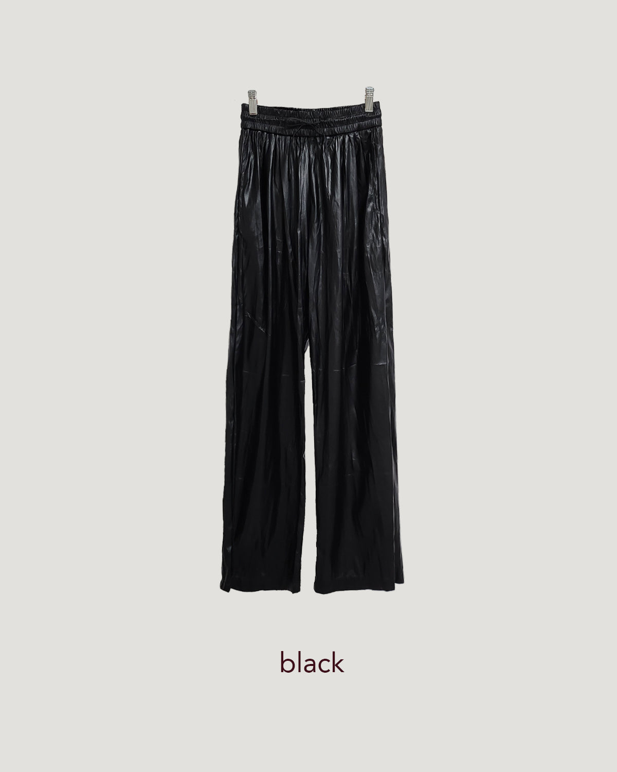 wrinkle faux leather wide pants