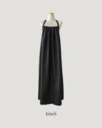 halter neck back open long dress