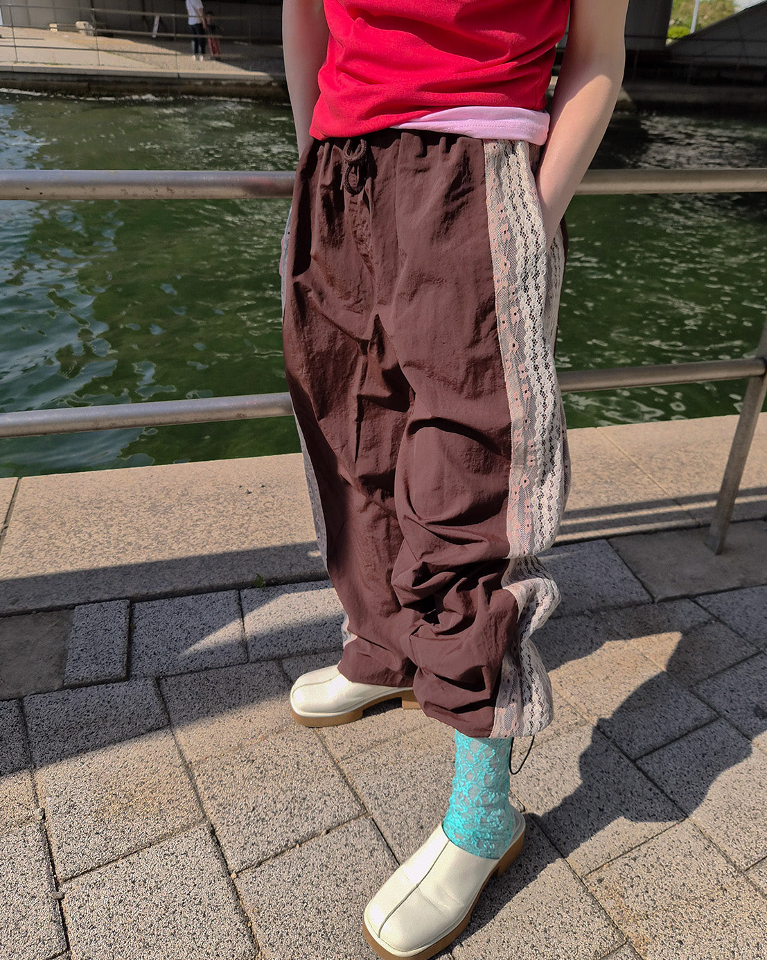lace line nylon pants