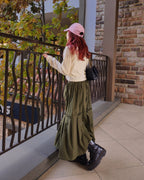 MA-1 like row pleated nylon skirt